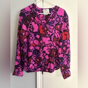 Vintage Flora Kung 100% Silk Floral Print Blouse 4